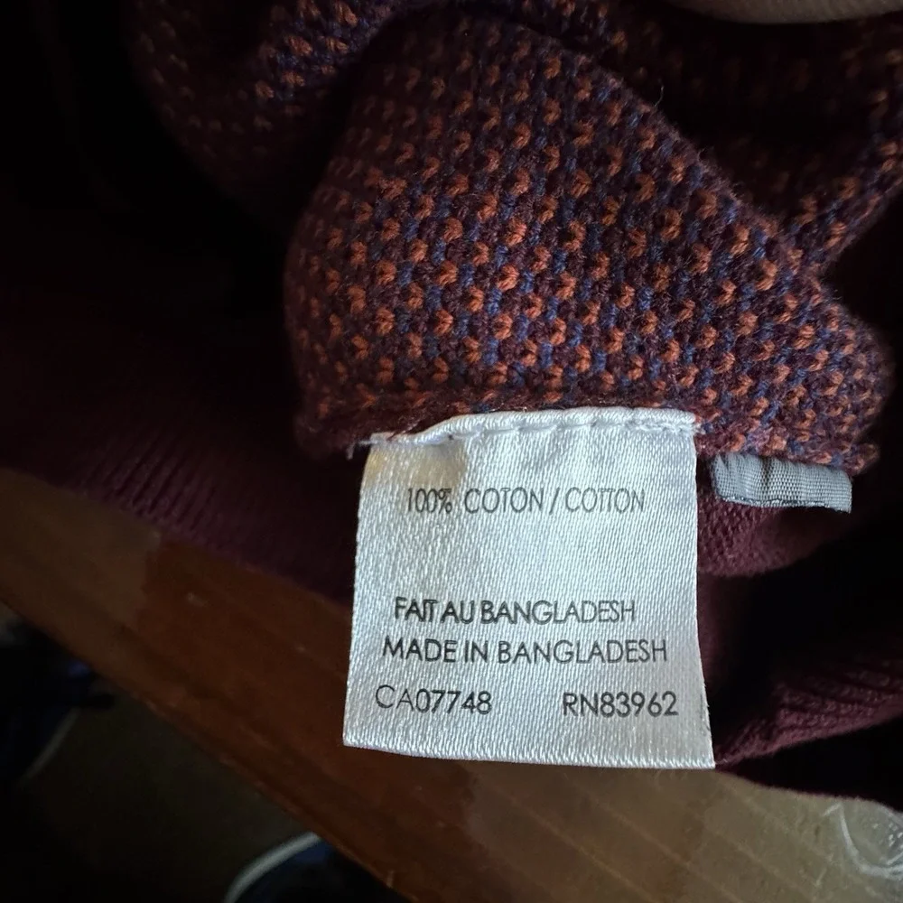 Soul of London 1/4 Zip Sweater Burgundy Textured‎ Knit Pullover Men's Small